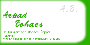 arpad bohacs business card